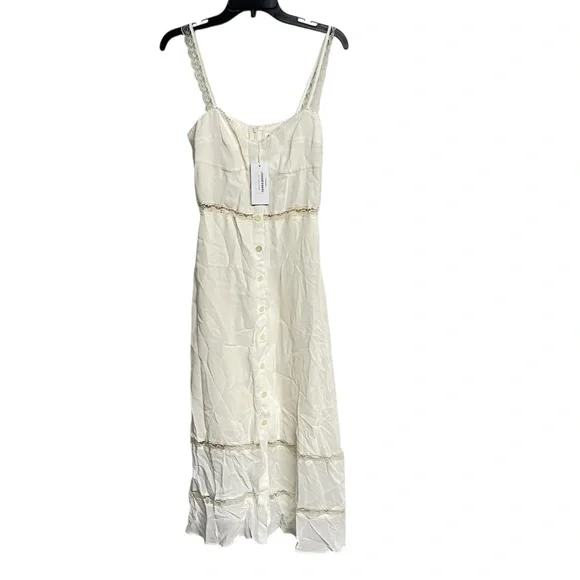 New Reformation Wynton Lace Midi Dress in Ivory - Picture 2 of 10